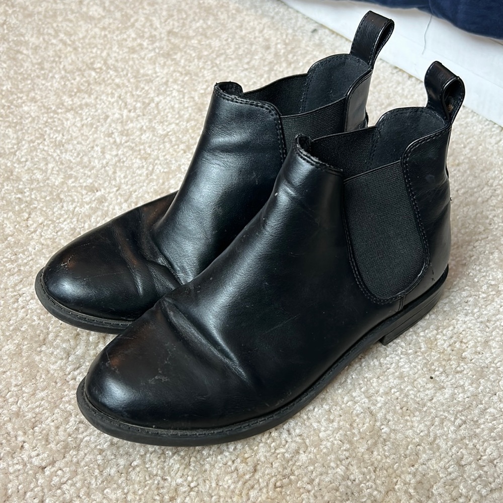 Black leather booties